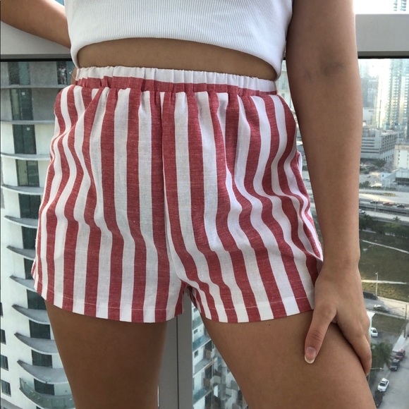 red striped shorts